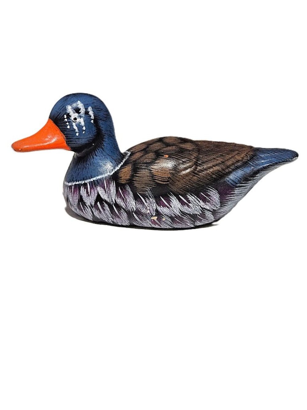 Vintage Hand Painted Ceramic Duck Figurine – Rustic Decor – 6.5"